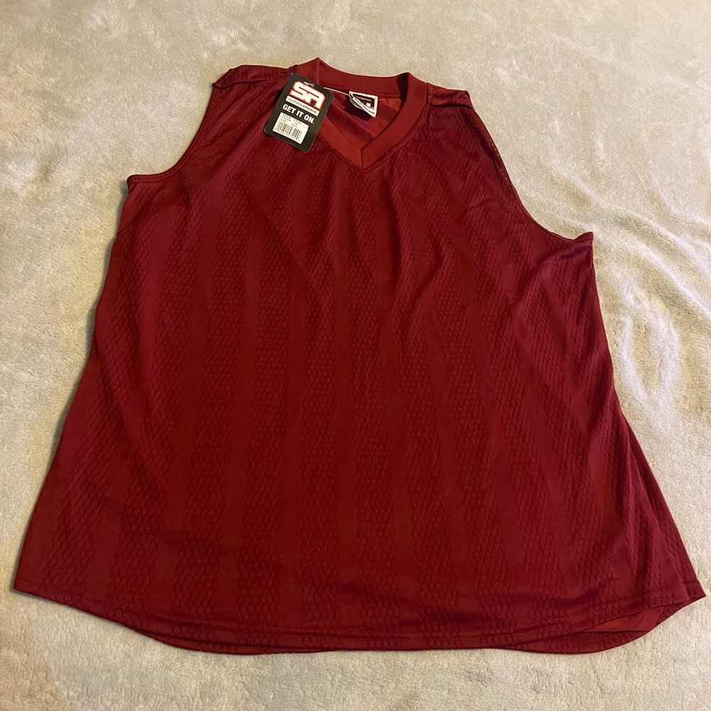 Vintage Southern Athletic Mens‎ 3X Large Red V Neck Sleeveless Jersey Shirt New